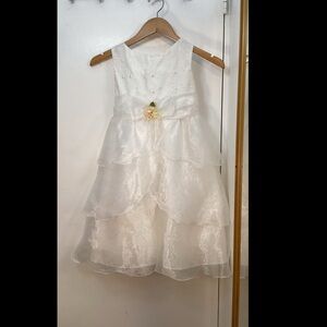 Elegant White Layered Kids Dress